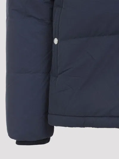 Paul Smith Padded Brown Polyamide Jacket With Detachable Hood And Ribbed Cuffs In Blue