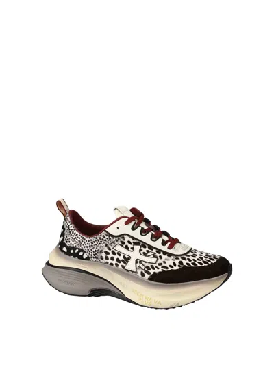 Premiata Hill Sneakers In Black And White Pony Hair With Black Suede And White Leather Inserts In Multi