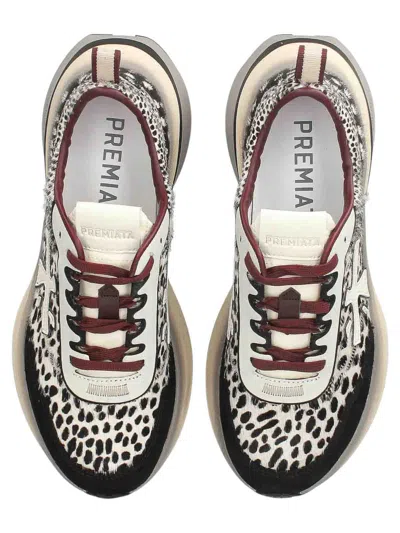 Premiata Hill Sneakers In Black And White Pony Hair With Black Suede And White Leather Inserts In Multi