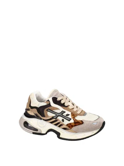 Premiata Contemporary Chunky Sneakers With Mixed Materials In Multi