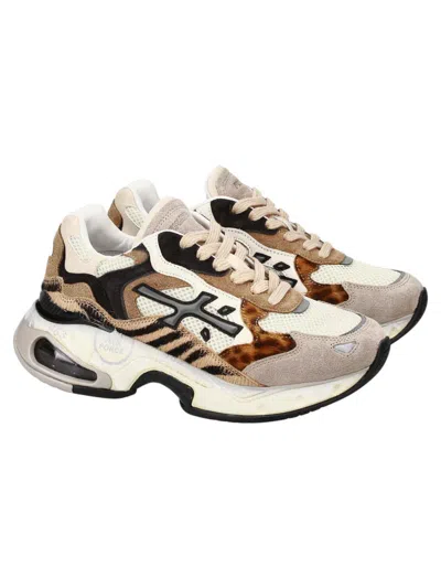 Premiata Contemporary Chunky Sneakers With Mixed Materials In Multi