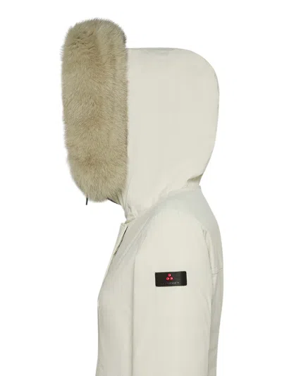 Peuterey Donnet Kl Fur Down Jacket In Dove Grey In Multi
