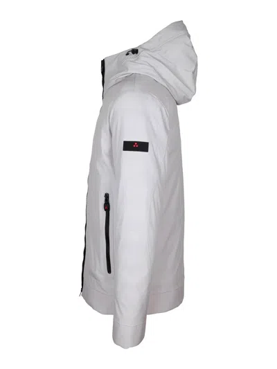 Peuterey Short Jacket In Stretch Polyester Canvas Bonded To Jersey In White