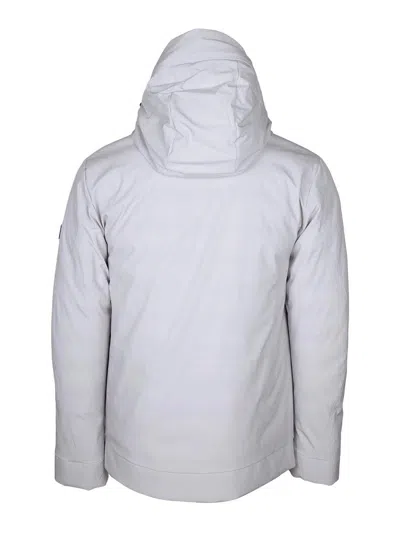 Peuterey Short Jacket In Stretch Polyester Canvas Bonded To Jersey In White