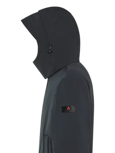 Peuterey Technical Coat In Graphite Blue Recycled Fabric In Black