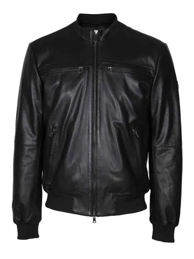 Peuterey Sands Leather Jacket Color Black In Black