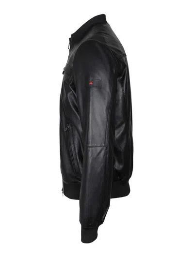 Peuterey Sands Leather Jacket Color Black In Black