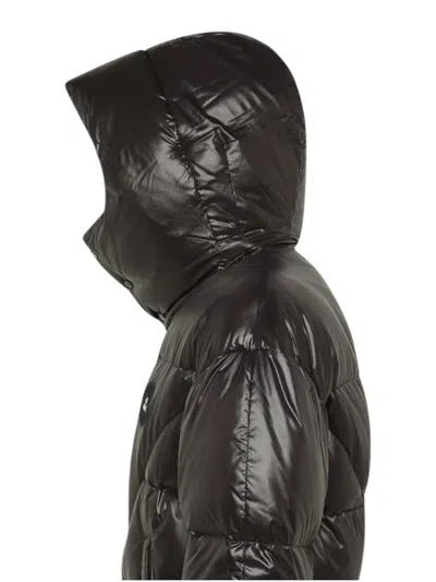 Peuterey Giubbino Puffer Lucido Con Cappuccio Nero In Blue