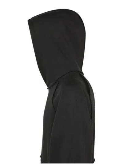 Peuterey Ribbed Knit Hoodie With Polished Finish In Black