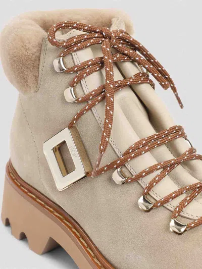 Roger Vivier Viv Rangers Truck Booties In Suede Beige In Brown