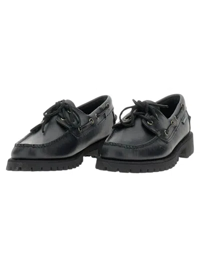 Sebago Ranger Waxy Leather Moccasins In Black