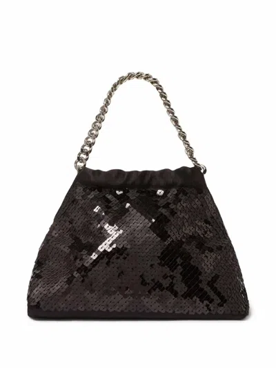 Stella Mccartney Mini Handbag With Sequins And Chain In Black