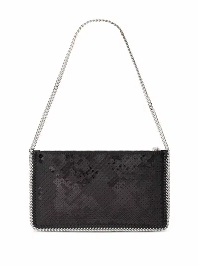 Stella Mccartney Falabella Pochette With Sequins Embroidery In Black
