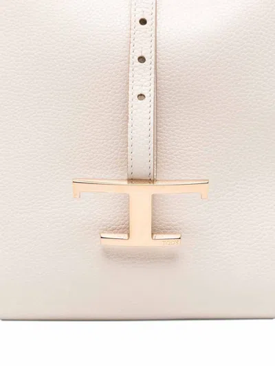 Tod's Mini T Timeless Leather Bucket Bag In Neutral