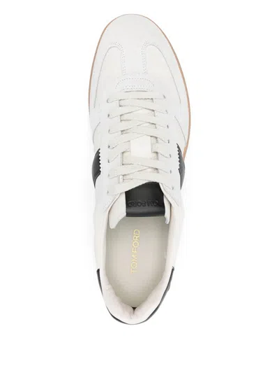 Tom Ford Striped Suede Sneakers In Animal Print