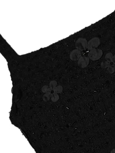 Twinset Boucl Short Dress With Embroidery In Black