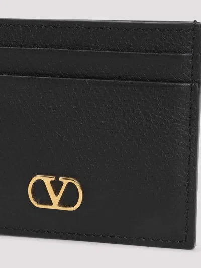 Valentino Signature Vlogo Card Case In Black