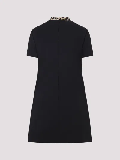 Valentino Black Crepe Couture Dress With Animal-print Bow
