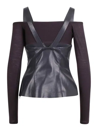 Nanushka Top With Bratte In Lana In Blue