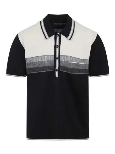 Amiri Color-blocked Short-sleeve Polo T-shirt With Ribbed Detailing In Black
