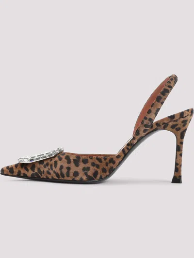 Amina Muaddi Pointed-toe Slingback Heels With Crystal Embellishment In Multi