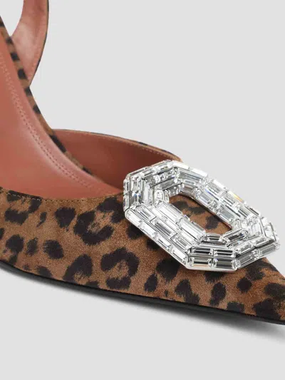 Amina Muaddi Pointed-toe Slingback Heels With Crystal Embellishment In Multi