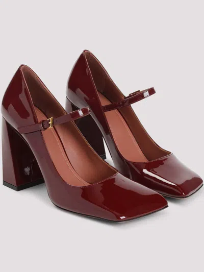 Amina Muaddi Wine Red Patent Leather Charlotte Mary Jane 45 Pumps In Burgundy