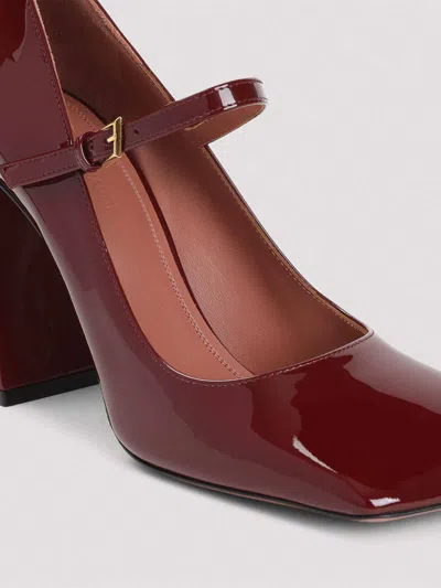 Amina Muaddi Wine Red Patent Leather Charlotte Mary Jane 45 Pumps In Burgundy