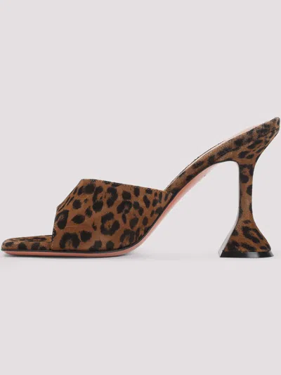 Amina Muaddi Brown Pumps With Distinctive Heel And Modern Silhouette In Multi