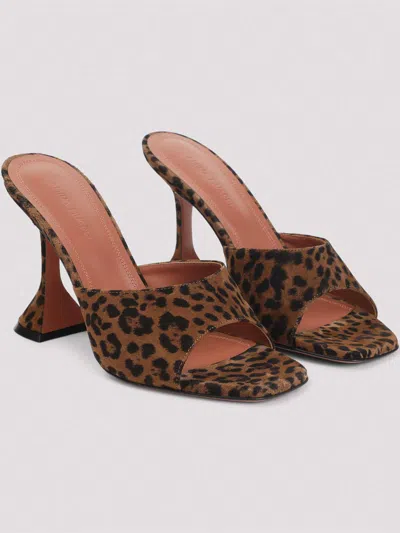 Amina Muaddi Brown Pumps With Distinctive Heel And Modern Silhouette In Multi