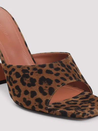 Amina Muaddi Brown Pumps With Distinctive Heel And Modern Silhouette In Multi