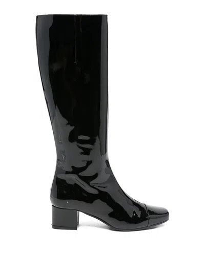 Carel Paris 50mm Leather Square-toe Boots In Black