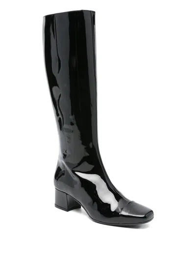 Carel Paris 50mm Leather Square-toe Boots In Black