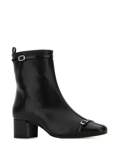 Carel Paris 50mm Buckle-strap Leather Ankle Boots In Black