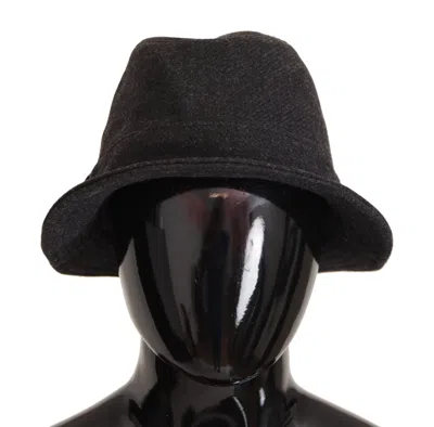 Dolce & Gabbana Gray Virgin Wool Logo Fedora Trilby Cappello Hat In Gray