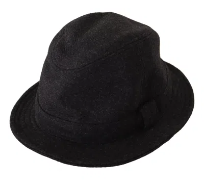 Dolce & Gabbana Gray Virgin Wool Logo Fedora Trilby Cappello Hat In Gray