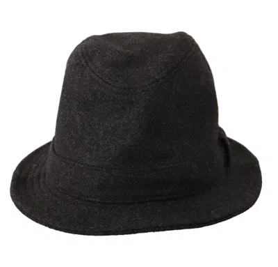 Dolce & Gabbana Gray Virgin Wool Logo Fedora Trilby Cappello Hat In Gray
