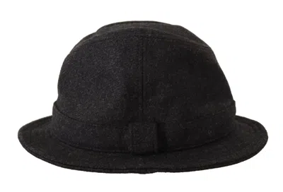 Dolce & Gabbana Gray Virgin Wool Logo Fedora Trilby Cappello Hat In Gray