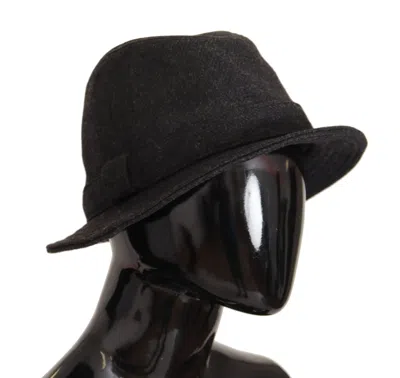 Dolce & Gabbana Gray Virgin Wool Logo Fedora Trilby Cappello Hat In Gray