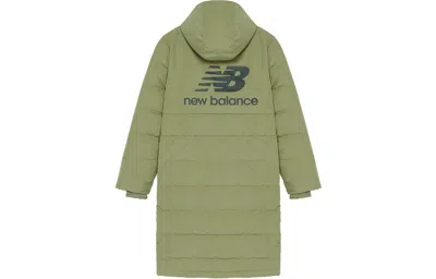 New Balance Nb Logo Print Long Down Jacket 'green'