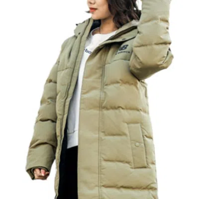 New Balance Nb Logo Print Long Down Jacket 'green'