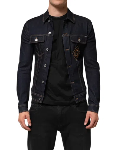 Pre-owned Dolce & Gabbana Indigo Blue Denim Slim Fit Logo Patch Men's Jacket ()
