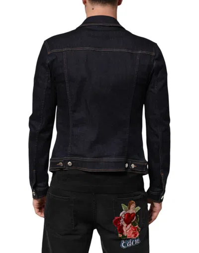 Pre-owned Dolce & Gabbana Indigo Blue Denim Slim Fit Logo Patch Men's Jacket ()