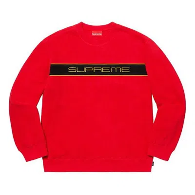 Supreme Fw19 Embroidered Logo Fleece Round Neck Unisex Red