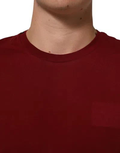 Pre-owned Dolce & Gabbana Maroon Cotton Crew Neck Short Sleeves Men's T-shirt () In Burgundy