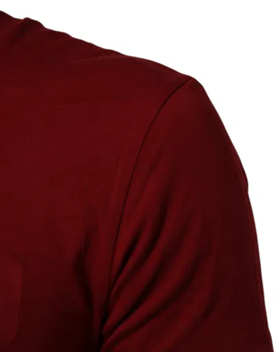 Pre-owned Dolce & Gabbana Maroon Cotton Crew Neck Short Sleeves Men's T-shirt () In Burgundy