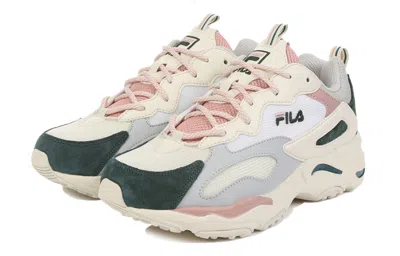 Fila Ray Tracer Low Top Running Shoes White/pink/green In Multi