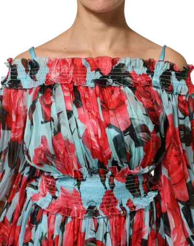 Dolce & Gabbana Multicolor Romantic Floral Silk Chiffon Women's Dress In Multi