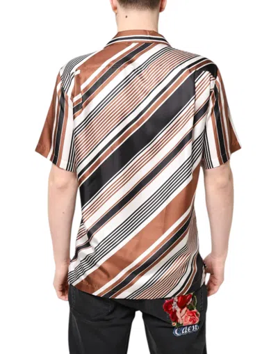 Pre-owned Dolce & Gabbana Multicolor Striped Silk Short Sleeves Men's Shirt ()