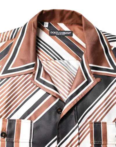 Pre-owned Dolce & Gabbana Multicolor Striped Silk Short Sleeves Men's Shirt ()